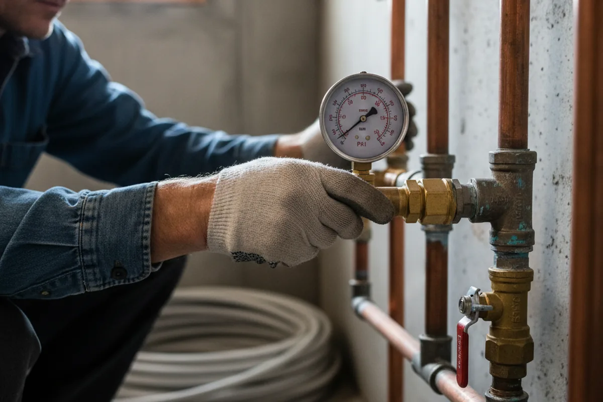 Pressure testing a repaired line during Water Line Repair in South Holland